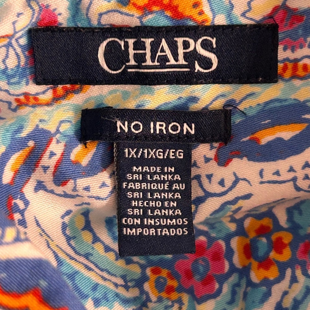 Chaps Paisley Button Up Shirt‎ Blue 1X - Picture 7 of 13